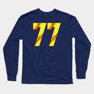 Fastpitch Softball Number 77 #77 Softball Shirt Jersey Uniform Favorite Player Biggest Fan Long Sleeve T-Shirt